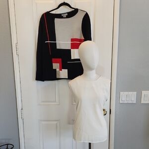 Colorblock Women's Top - Black, Red, White